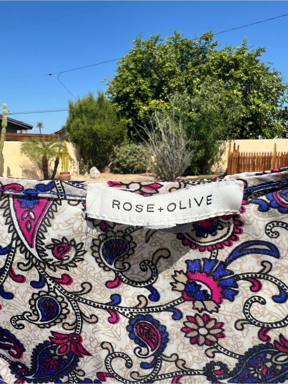 Rose & Olive Paisley Tunic with Blue & Purple Accents - Picture 3 of 3